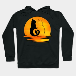 sunset with cat love-cuute cat-Cat T-Shirt Cats Cat Gift Yin Yang Cats Shirt - Cat Mom Lover Gifts Hoodie